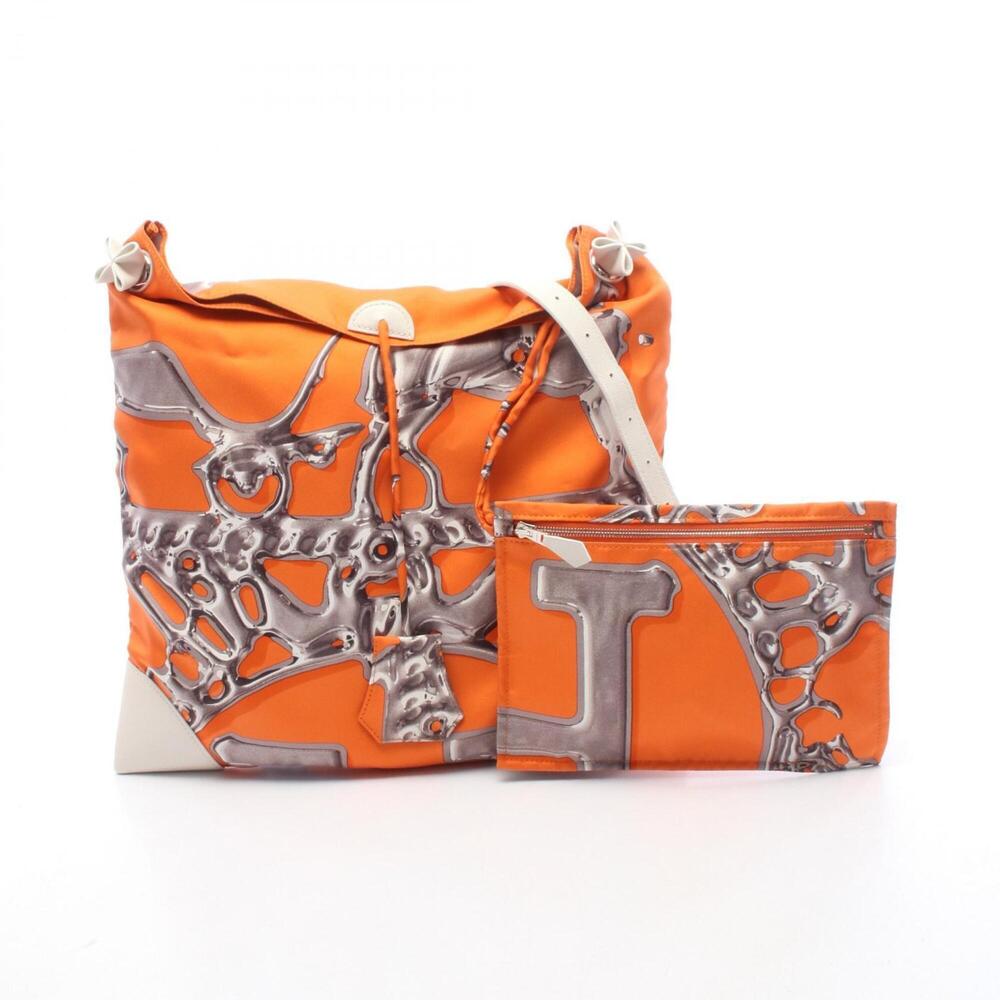 Hermes Silky City PM Shoulder Bag/Handbag, Silk Evercolor, Women's, Orange/Wh...